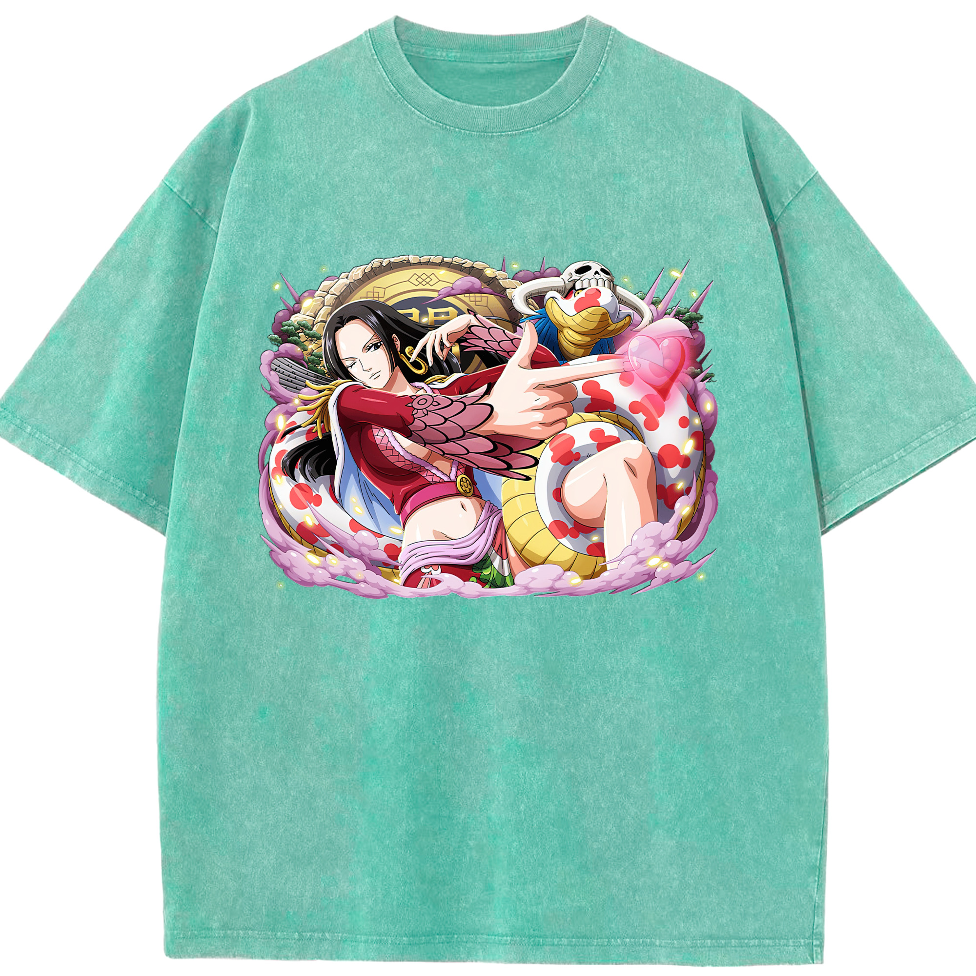 ワンピース ボア・ハンコック ONE PIECE Boa·Hancock 綿100% ヴィンテージ風 半袖Tシャツ（フロントプリント）